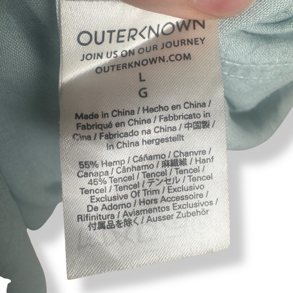 Outerknown Short Sleeve Button Up Shirt Men's Size Large Blue Gray‎ Hemp Resort - Picture 3 of 10